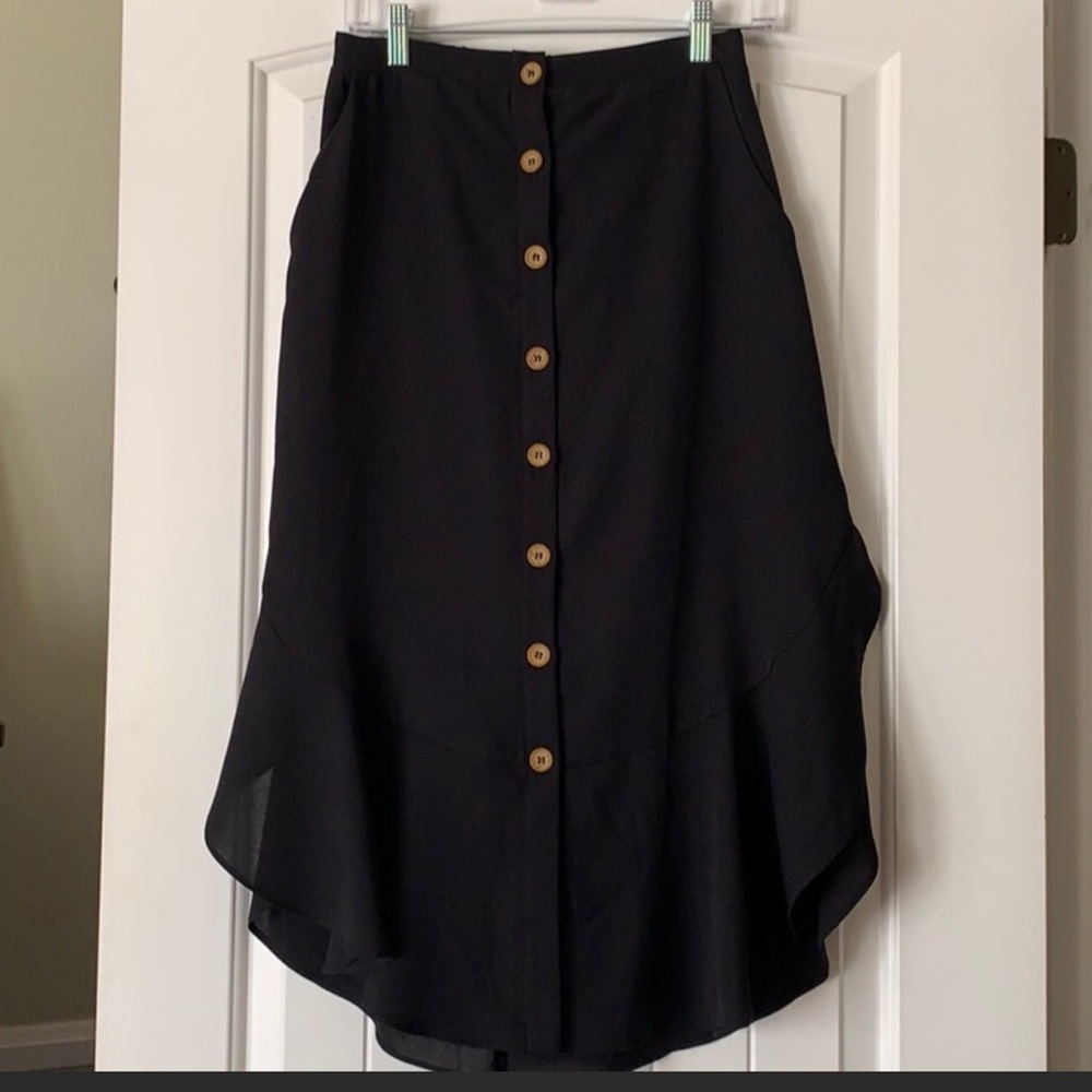 Black button down skirt